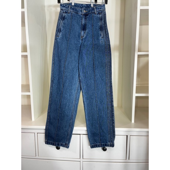 adidas Originals Denim - Sold. Adidas Originals Women Blue Pintuck Wide Leg Denim Jeans 3-Stripe Size